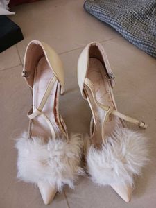 Cream Fur Trimmed Heels