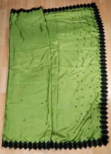 Elegant Lime Green Saree with Black Border