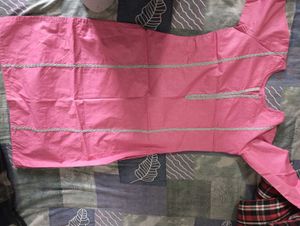 Pink Kurta with Grey Lace Detail