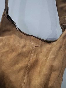 Tan real sued leather bag