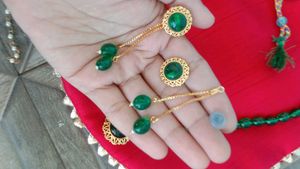 Green Beaded Necklace and Earring Set