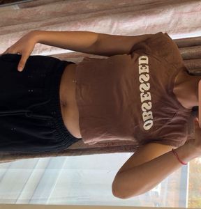 Brown Cropped T-Shirt