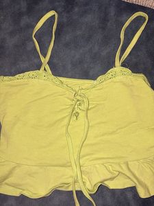 Lime green frills crop top