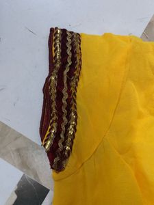 Yellow &amp; Maroon Embroidered Blouse