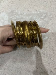 Comfortable Beige Palazzos and golden bangles