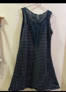 Striped Dress with Lace Detail