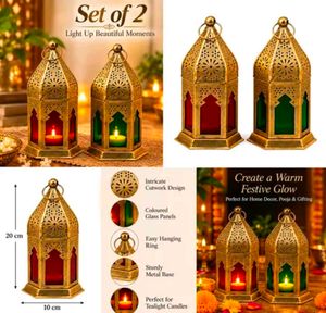 Set of 2 Moroccan Style Lanterns