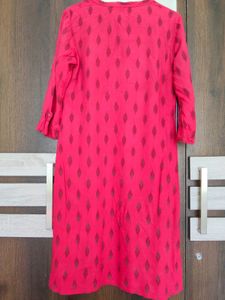 Vibrant Pink Ikat Print Kurta