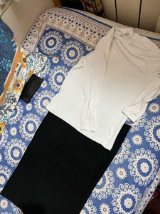 Combo Black Skirt White Top