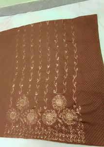 Embroidered Brown kurti material