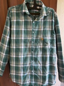 US POLO Men's Green Plaid Long Sleeve Shirt