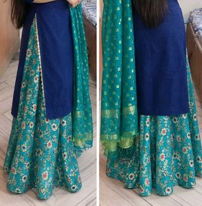 suit with Banarasi lehenga