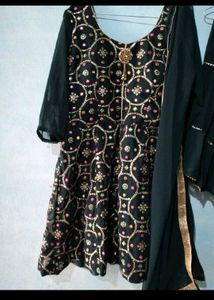 Elegant Black Kurta Set with Gold Embellishments