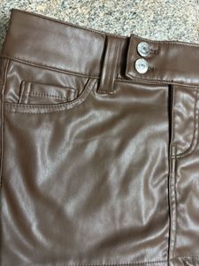 Brown Faux Leather Mini Skirt