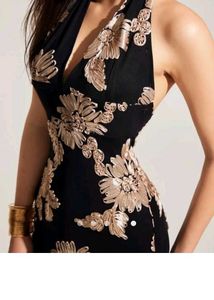Elegant Floral Halter Neck Dress