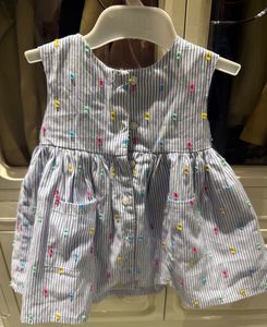 Striped Button-Front Dress with Print