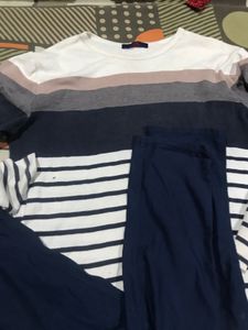 Striped Top and Navy Pants Set