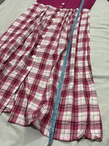 Chic Pink Plaid Button-Up Dress