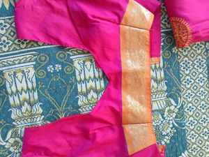 Pink Printed Saree with Blouse
