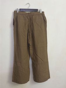 Khaki Wide Leg Cropped Pants