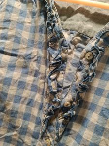 Blue Plaid Button-Down Blouse
