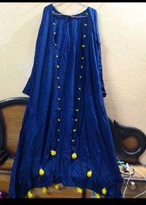 Red &amp; Blue Embroidered Anarkali Dress