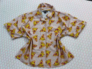 Pizza printed crop shirt for women fits S to M