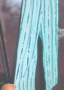 Light Cyan Color Striped Jumpsuit for 32 Bust
