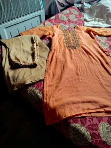 Traditional Orange Kurti with Palazzo Pants