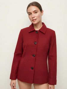 Premium Chic Red Textured Jacket Women Blazer