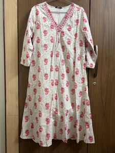 White Kurta with Red Paisley Print