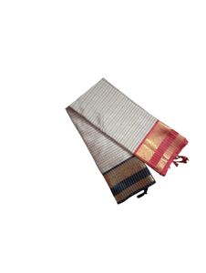 Elegant Striped Saree with Gold Border