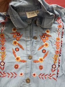 Embroidered Denim Dress