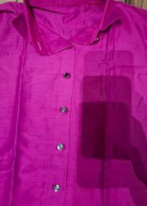 Chic Magenta Button-Up Top Shirt women