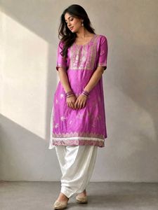 Handstitched magenta kurti set 🌟
