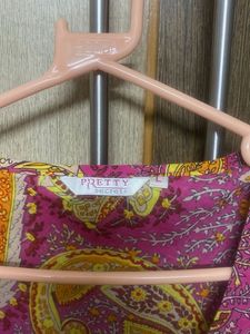 Magenta Paisley Kurti with Satin Bow