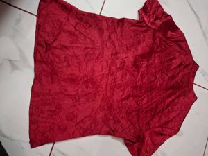 Elegant Red Silk Mandarin Collar Kurta