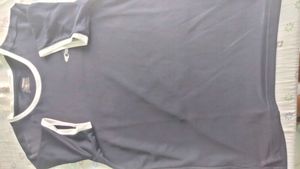 Navy Blue T-Shirt with White Trim