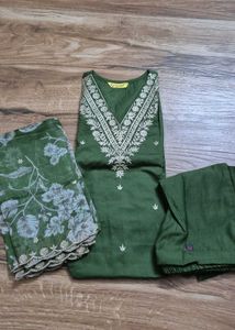 Elegant Green Embroidered Kurta Set