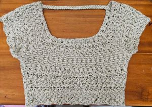 Olive Crochet Knit Backless Top 🧵