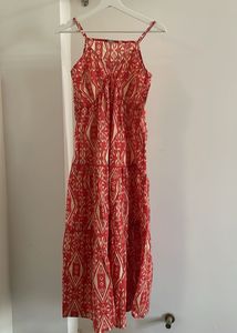 Orange & Cream Print Maxi Dress