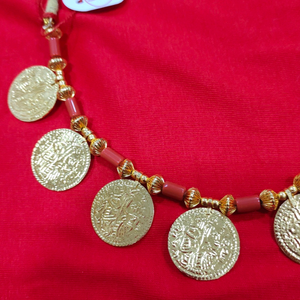 gold polish coin shaped necklace
