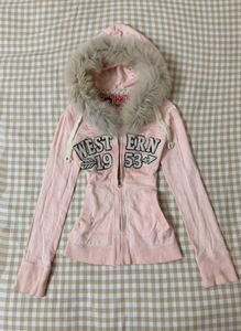 Y2k Vintage Pink Zip-Up Hoodie