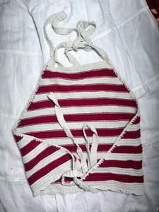 Striped Crochet Bikini Top
