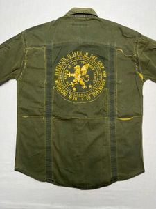 Olive Military Shirt | Gold Lion Print | Only 1