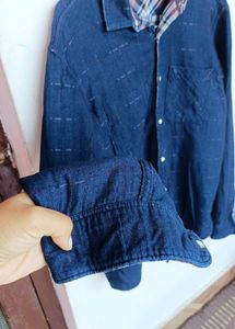 Men's 2 sided shirt one is checked,other side plan