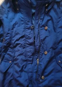 Blue Hooded jacket trenchcoat
