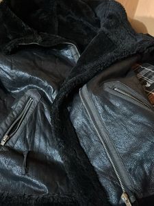 Men's Black Faux Leather Aviator Jacket