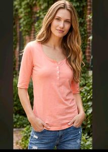 Coral Henley Top