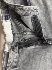 Gray Cropped Denim Jeans